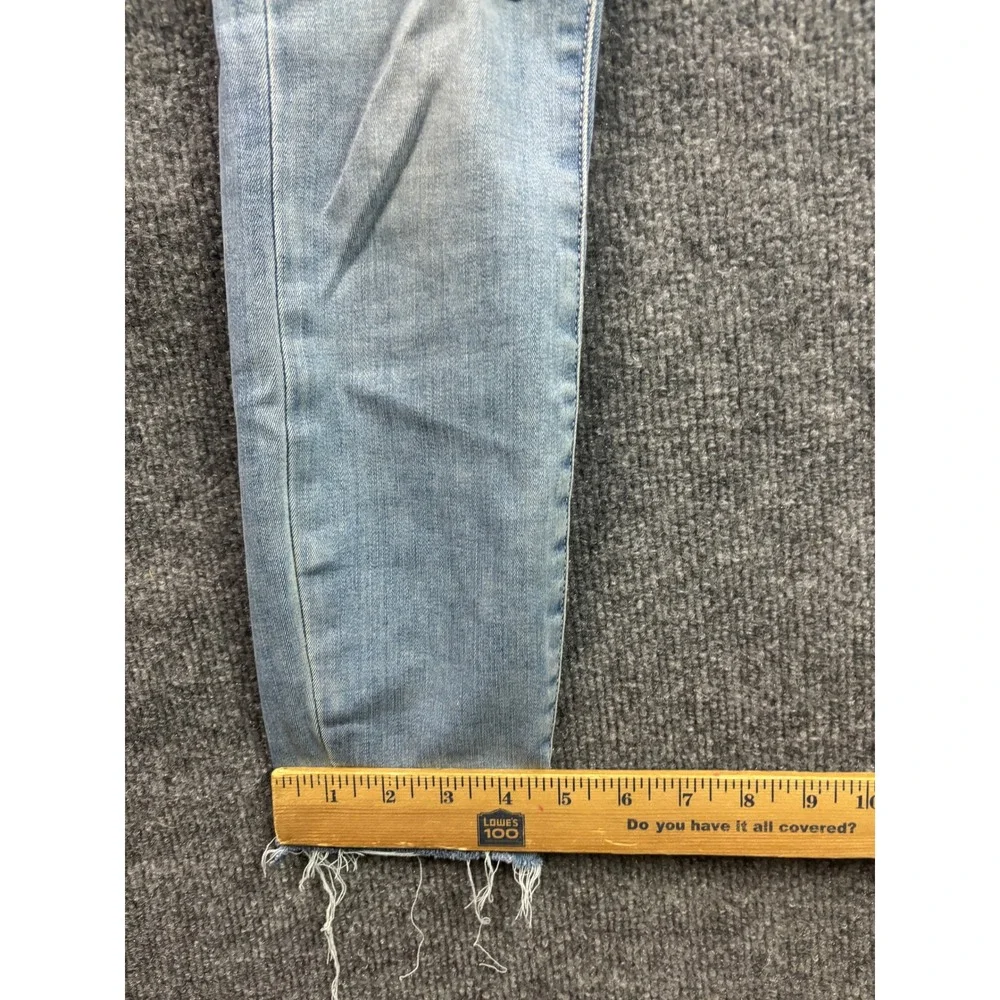 Good American Skinny Jeans Womens 2/26 Light Blue Distressed High Rise Raw Hem